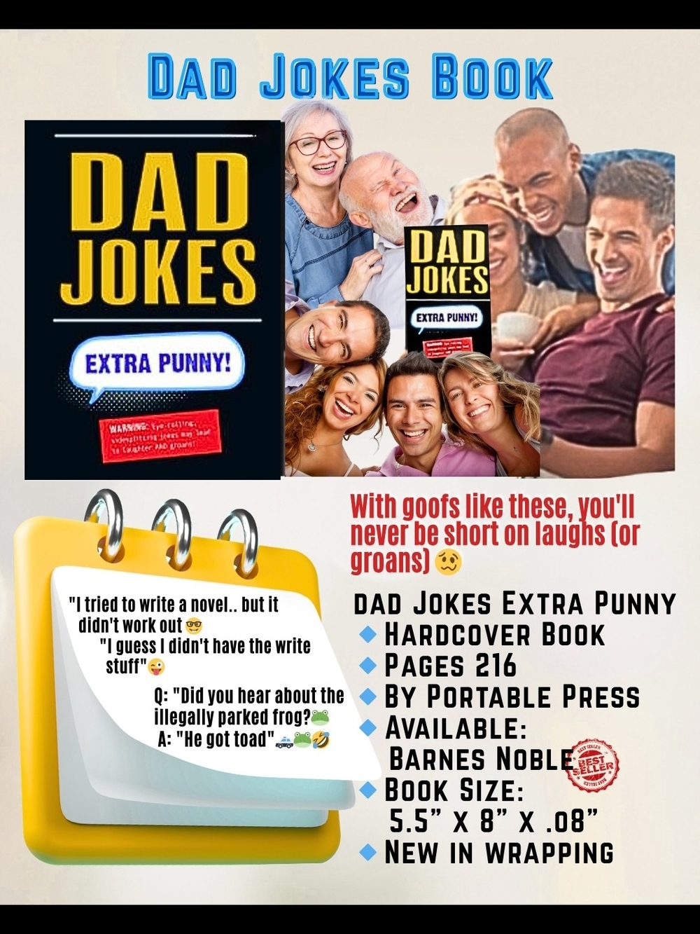 Dad Jokes Book Hardcover Cover 216 Pages Of Fun Family Goofy Entertainment New